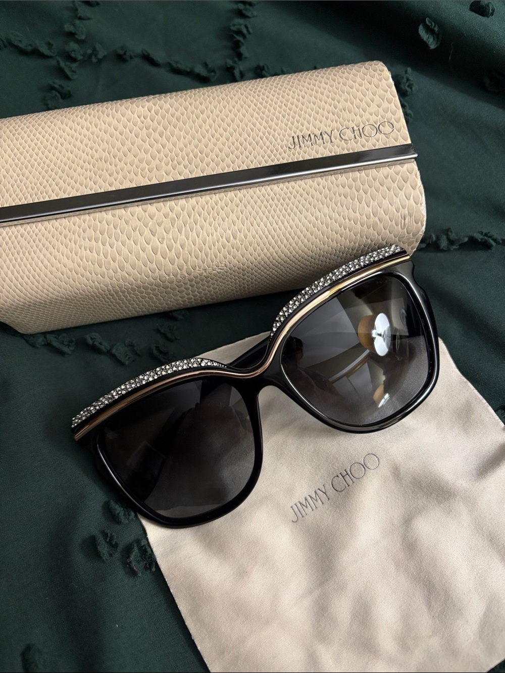 Jimmy Choo Black Sunglasses with Crystal Trim